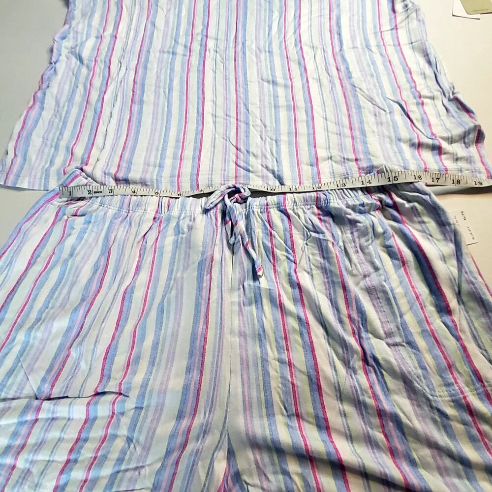 Tommy Bahama Womens Size XL Short Sleeve Cotton Pajama Set Striped Blue/Pink - Picture 15 of 16